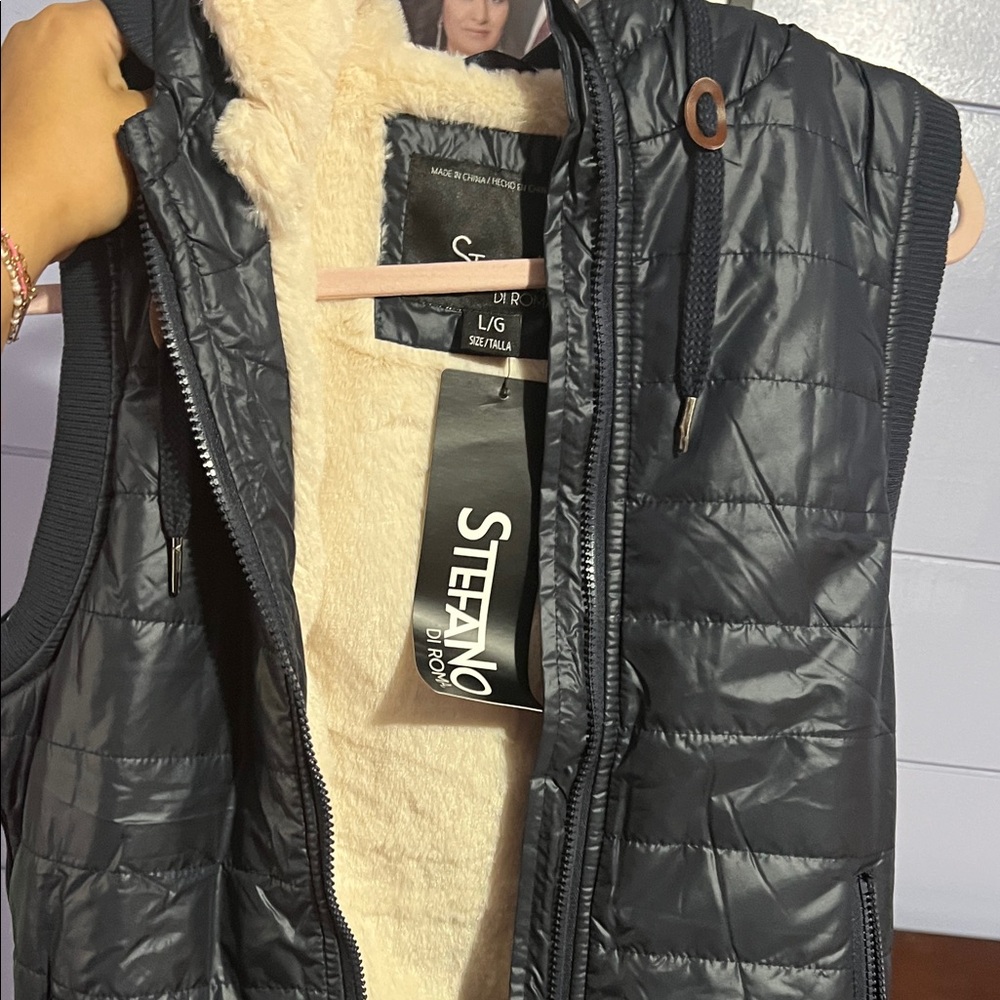 Black Quilted Vest with Cream Lining
